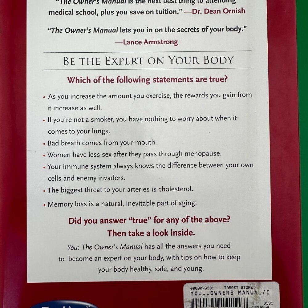 "YOU" THE OWNER'S MANUAL: AN INSIDER'S GUIDE TO THE BODY by MEHMET C. OZ, M.D - Picture 2 of 6